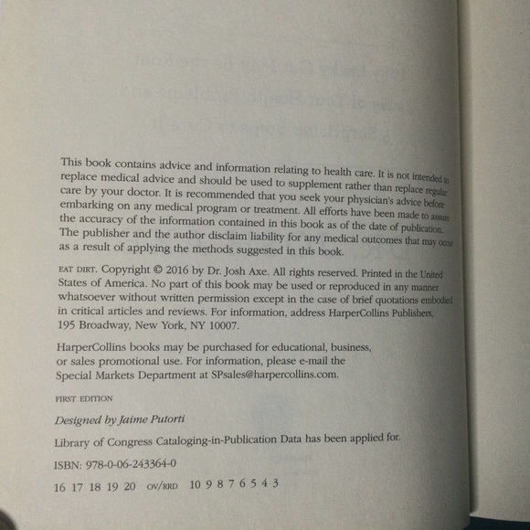 Josh Axe Eat Dirt  Leaky Gut Health Hardcover book - Picture 2 of 12